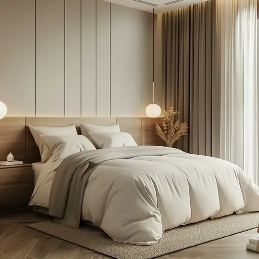 mała sypialnia w bloku z jasnymi ścianami