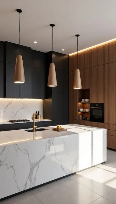 ciepły minimalizm kuchnia- studio projektowania wnętrz Wrocław Kuziomko