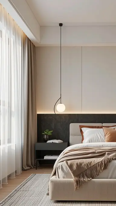 sypialnia w mieszkaniu z kryształowym żyrandolem -lampa sufitowa - studio projektowe Wrocław Barbara Kuziomko