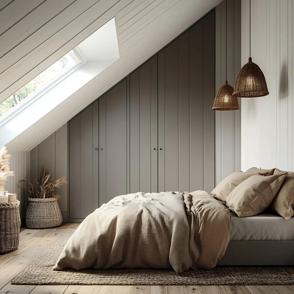 projekt sypialni na poddaszu - studio projektowe Wrocław Barbara Kuziomko