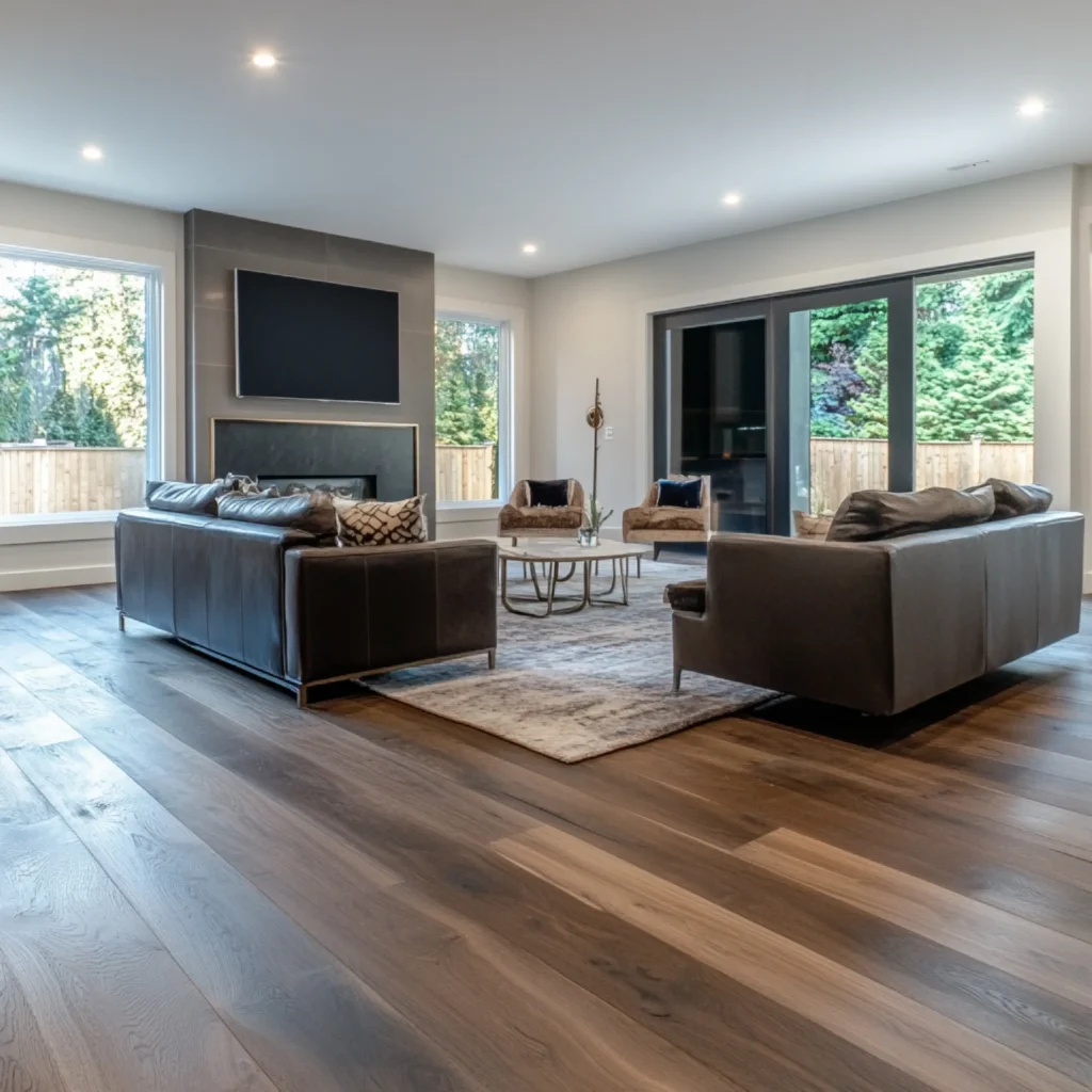panele laminowane w salonie w domu Studio wnętrz Barbara Kuziomko